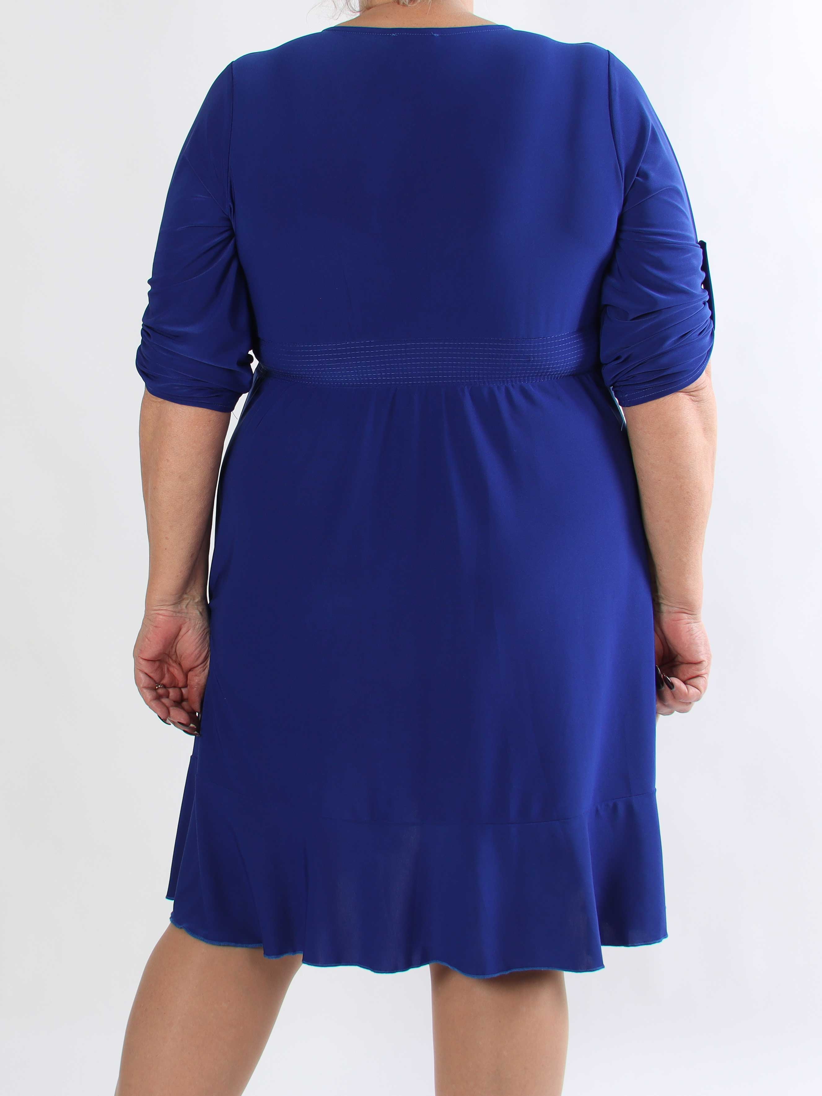Savina Plain - Elastisk langærmet plus size kjole i slå-om-look